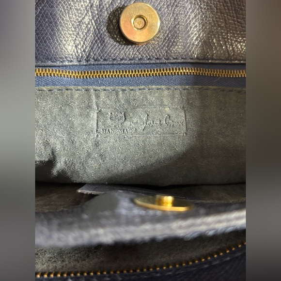 MCM Navy Blue Leather Tote Bag with suede interior - Picture 13 of 15